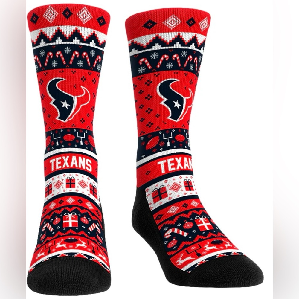 Houston Texans Tacky Ugly Sweater Socks Sz. Men’s L/XL 9-13